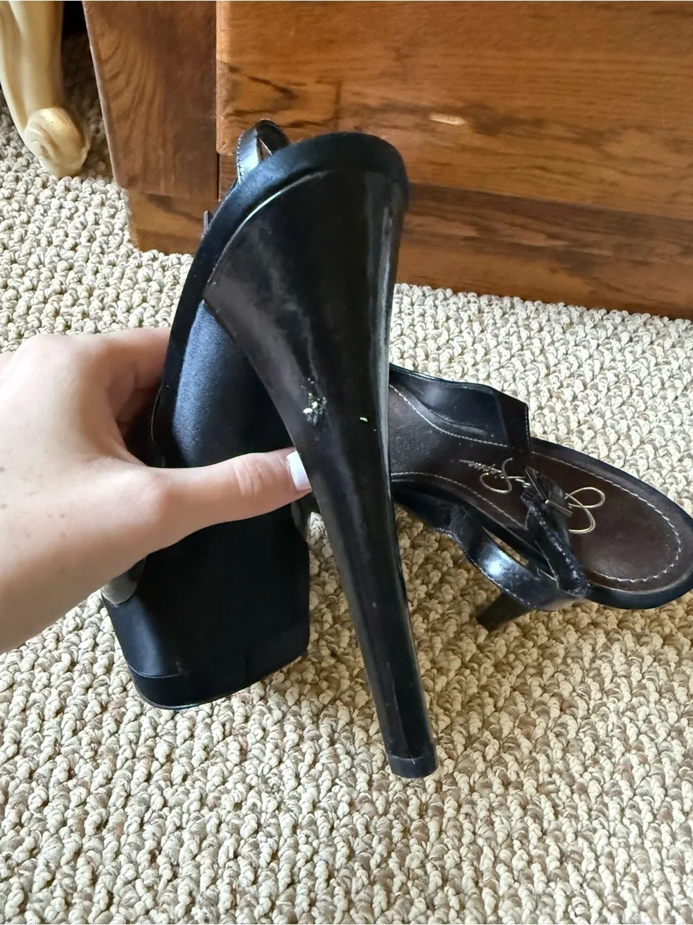 Jessica Simpson Black Patent Platform Slingback Heels